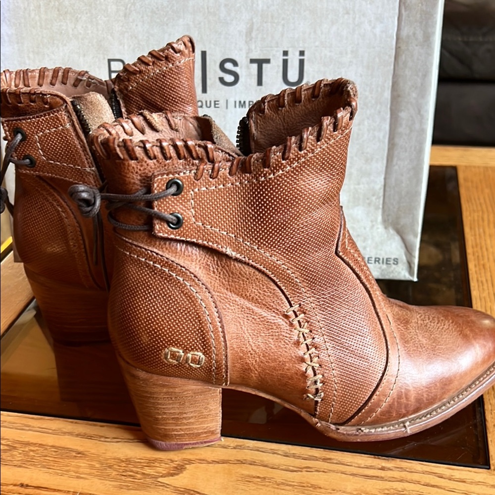 Bed Stu Brown Distressed Leather Ankle Booties - Picture 4 of 5